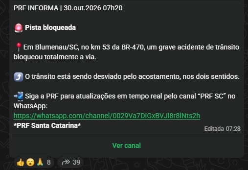 BR-470 km 53 grave