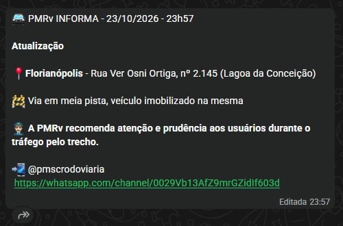 Rua Vereador Osni Ortiga acidente meia
