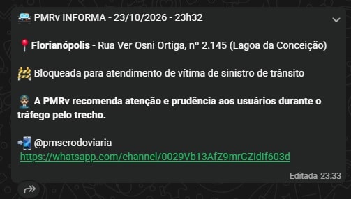 Rua Vereador Osni Ortiga acidente