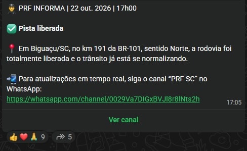 br-101 biguaçu km 191 liberou