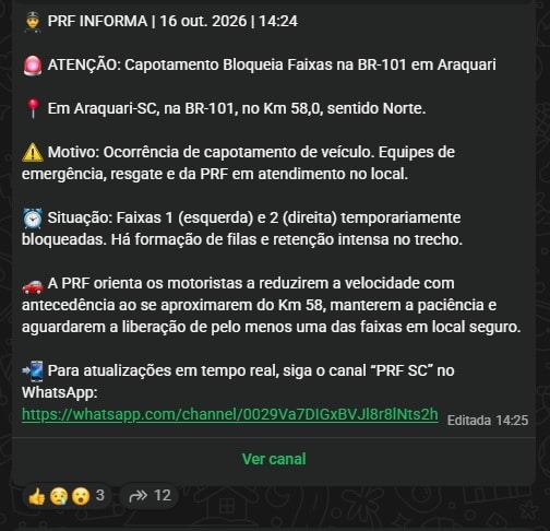 br-101 capotamento km 58 araquari