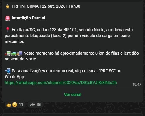 br-101 itajaí pane veículo km 123