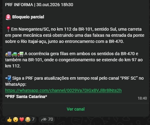 br-101 km 112 navegantes bloqueio parcial