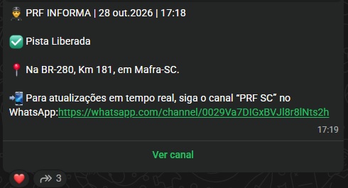 br-280 km 181 mafra liberou