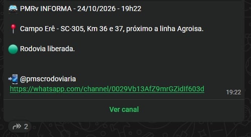sc-305 km 36 e km 37 liberou